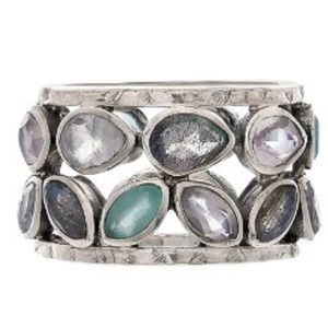 Gorgeous mosaic moonstone band ring